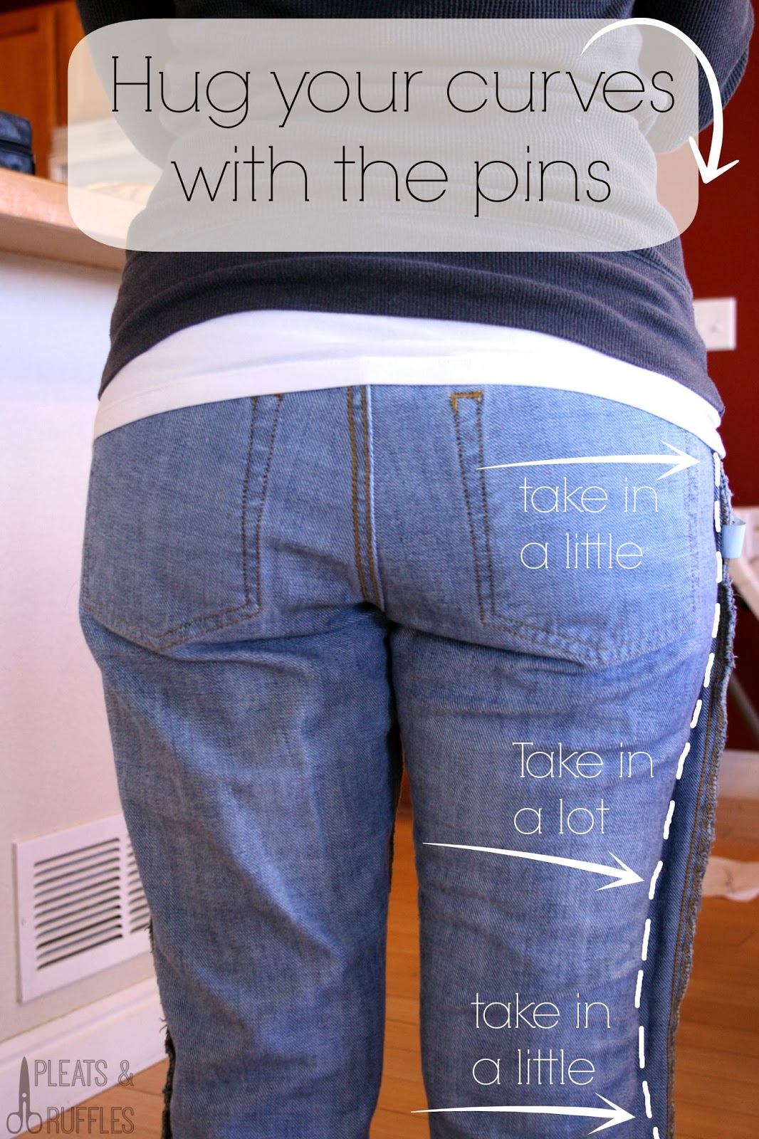 Ушить джинсы в коленях